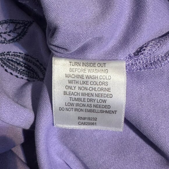 Alfred Dunner Blouse XL Embroidered Floral Top Wisteria Lane Purple NWT Classic - Picture 5 of 9